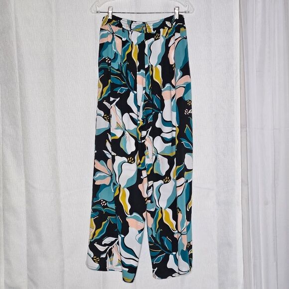 Roxy Sidebyside Abstract Topical Floral Print Pull On Wide Leg Lightweight Pants - Picture 15 of 15
